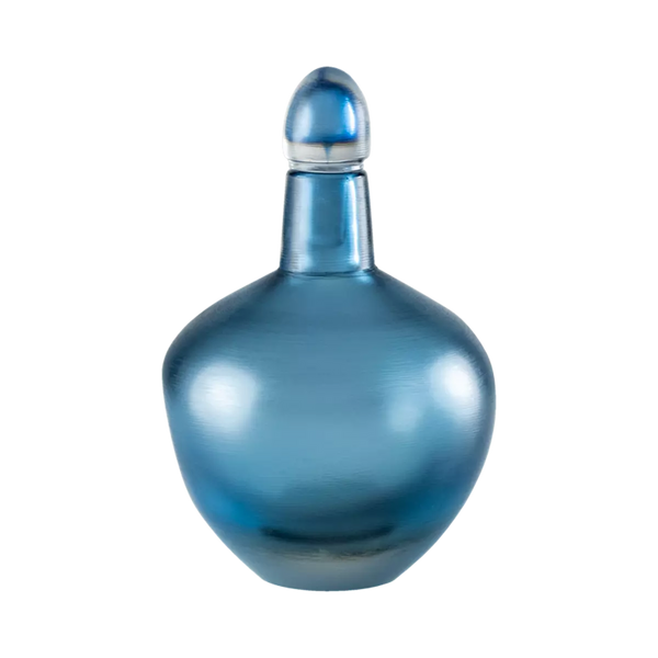 VENINI Bottiglia Incisa Blu in Vetro Soffiato di Murano 722.22