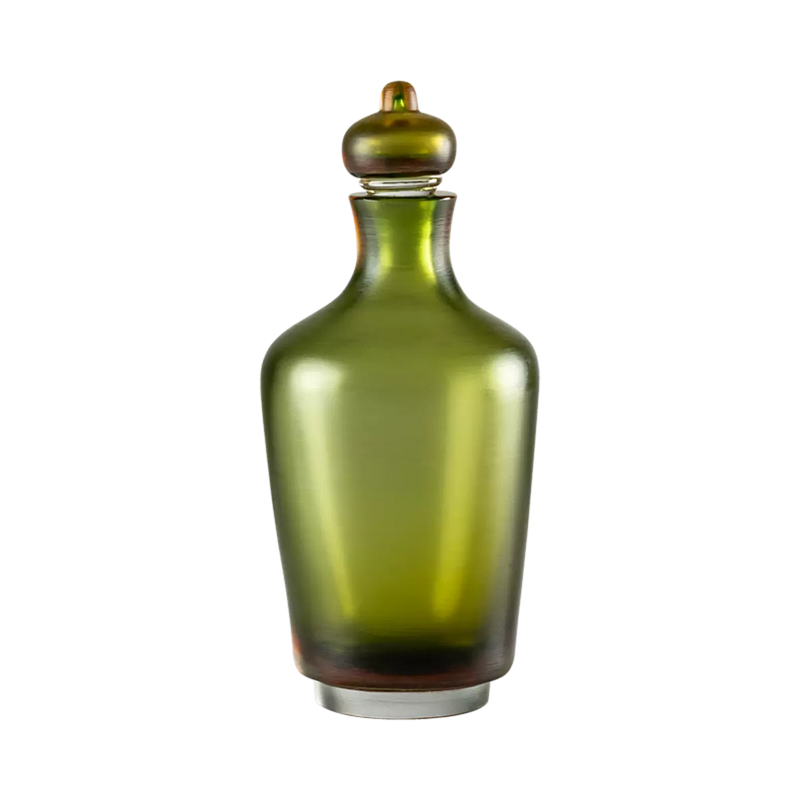 VENINI Bottiglia Incisa Verde in Vetro Soffiato di Murano 722.20