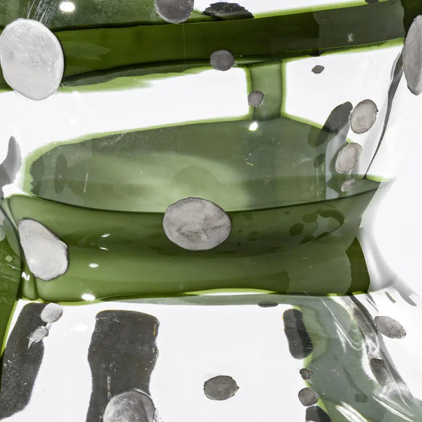 VENINI Vaso Gran Bulbo Mini Cristallo/Verde Mela/Foglia Argento in Vetro Soffiato di Murano Edizione Limitata 699.61 Dettaglio