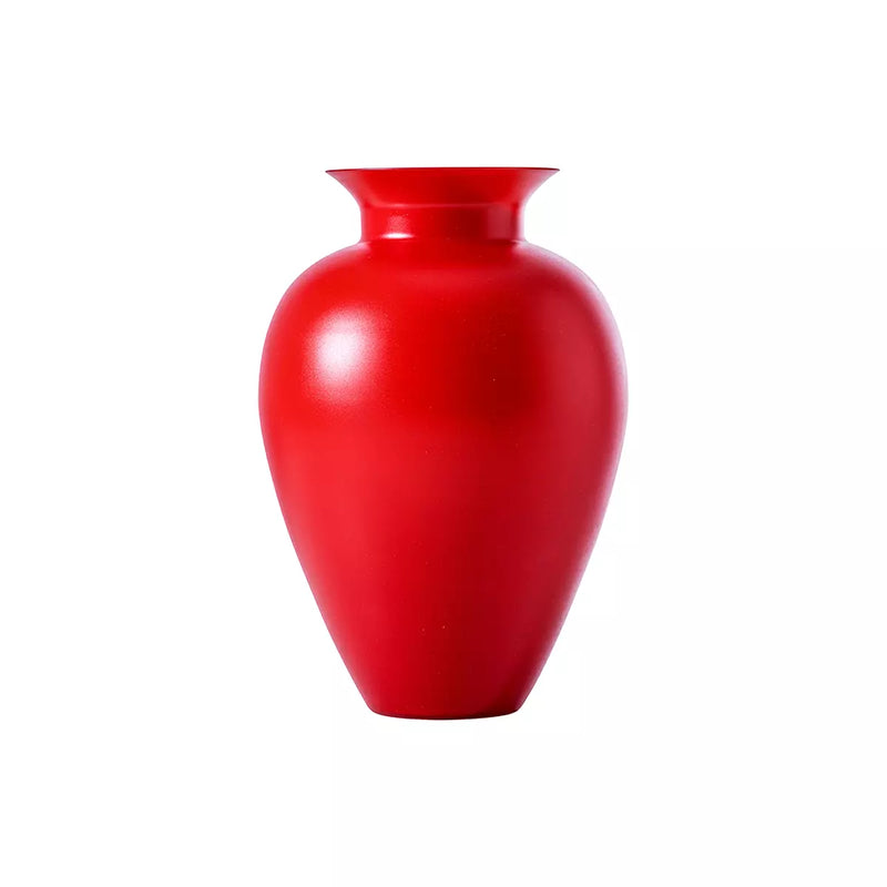 VENINI Vaso Labuan Rosso Sabbiato Interno Bianco in Vetro Soffiato di Murano 706.63