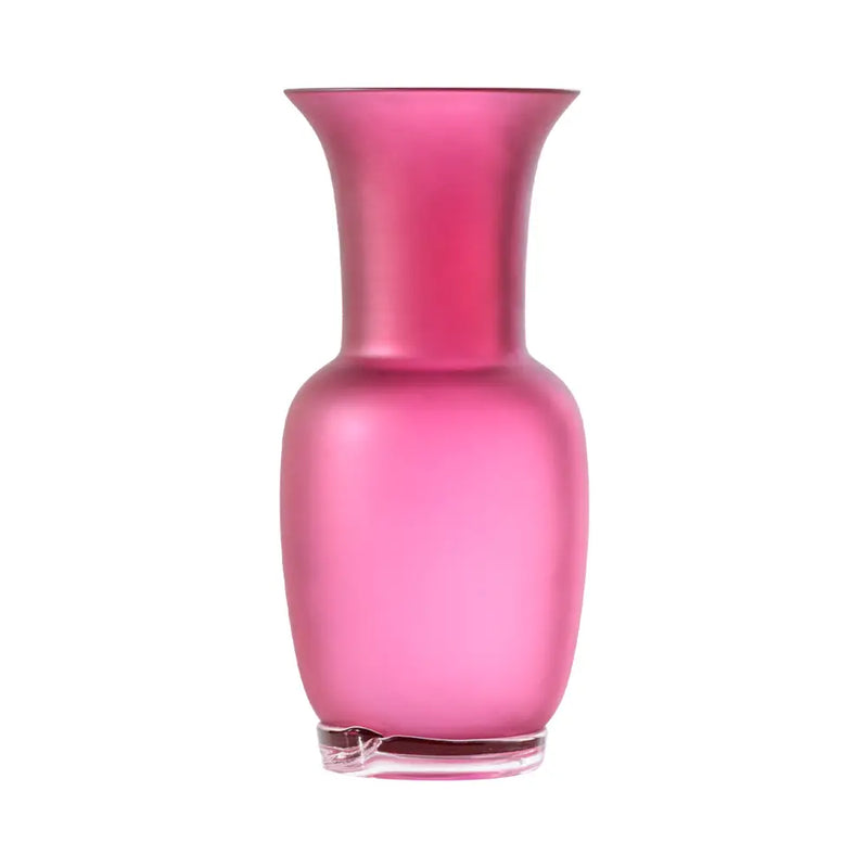 VENINI vaso opalino trasparente sabbiato grande color magenta in vetro soffiato di Murano 706.24