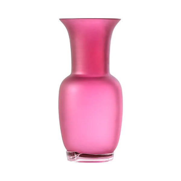 VENINI vaso opalino trasparente sabbiato medio color magenta in vetro soffiato di Murano 706.22