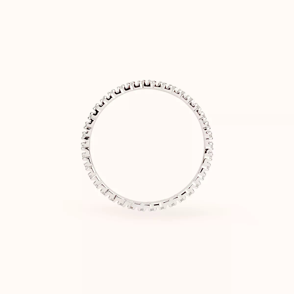 Anello Eternity Mezza Fede In Oro Bianco 9kt (375) Con Zirconie Cubiche - Larghezza 1mm, Taglia 53 (16,9 Mm) - Cod. JSK-254