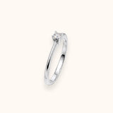 Anello Solitario myO 4 Griffes Oro Bianco 18 kt Diamante Naturale 0,15 ct