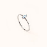 ALFYO Stilla Anello Oro Bianco e Topazio Azzurro Taglio Marquise