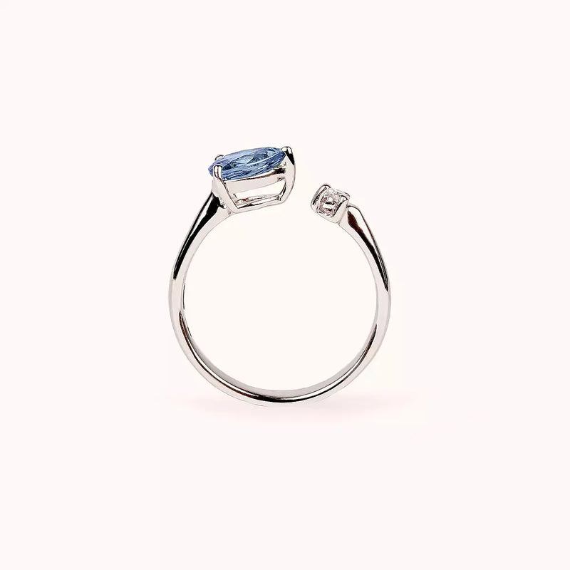 Anello Toi et Moi Duetto Zaffiro Blu Diamante e Oro Bianco sezione