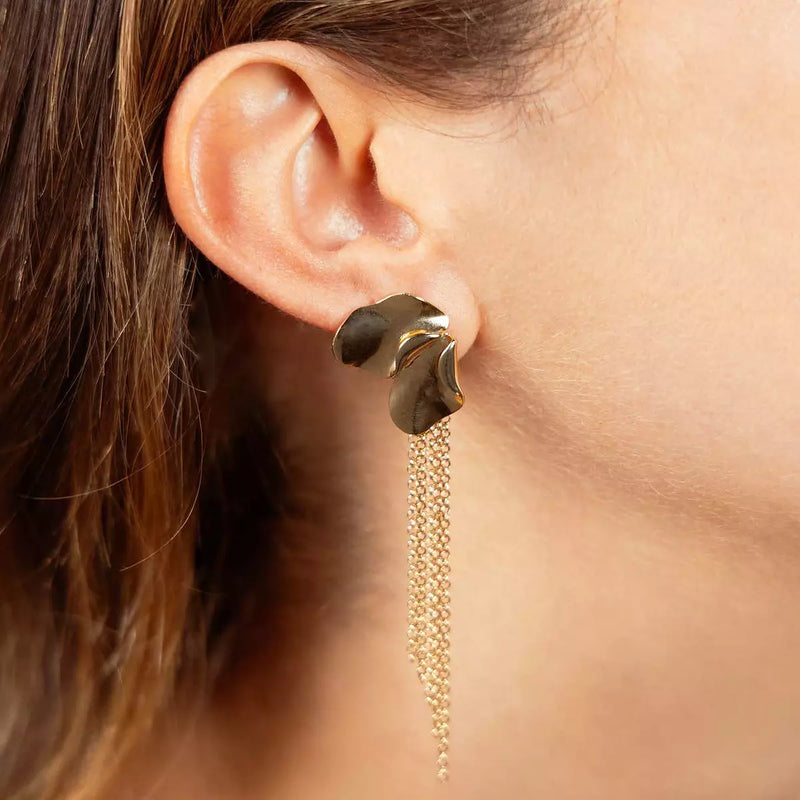 Orecchini Pendenti Zama, Fiore Rosa E Goccia Ceramica Grigia - Gioi... | Su - Foto 1