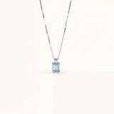 ALFYO Collana Acquamarina Taglio Smeraldo e Diamante in Oro Bianco