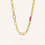 ALFYO Collana Catena Bold Fucsia Arancio GBNBPGFUOR
