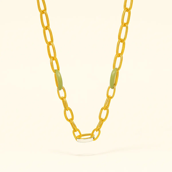 ALFYO Collana Catena Bold Verde e Bianca GBNBPGGRWH