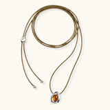Alfyo Collana con cordino Sasso Argento e Tormalina Mocha