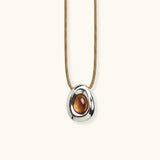Alfyo Collana con cordino Sasso Argento e Tormalina Mocha