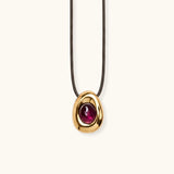 Alfyo Sasso Collana con cordino Argento Placcato Oro 18 kt e Tormalina Rosa