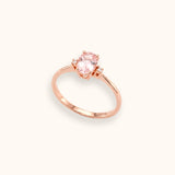 ALFYO Anello Cromia Morganite Ovale e Diamanti laterali