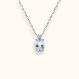 ALFYO Collana Cromia Acquamarina Ovale e Diamante