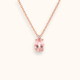 ALFYO Collana Cromia Morganite Ovale e Diamante e catena in oro rosa 18kt