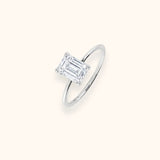 ALFYO Anello Solitario myO Oro Bianco Diamante Taglio Smeraldo