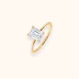 ALFYO Anello Solitario myO Oro Giallo Diamante Taglio Smeraldo
