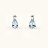 ALFYO Orecchini Acquamarina Taglio Goccia e Diamanti in Oro Bianco