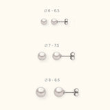 Alfyo orecchini perle a lobo e montatura in oro bianco diversi diametri