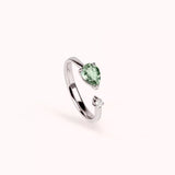 Anello Toi et Moi Duetto Zaffiro Verde e Oro Bianco e diamante frontale