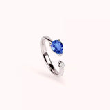 ALFYO Anello Toi et Moi Duetto Zaffiro Blu e Oro Bianco