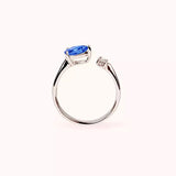 ALFYO Anello Toi et Moi Duetto Zaffiro Blu e Oro Bianco sezione