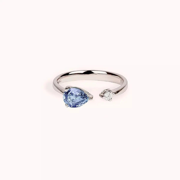 Anello Toi et Moi Duetto Zaffiro blu e Oro Bianco frontale