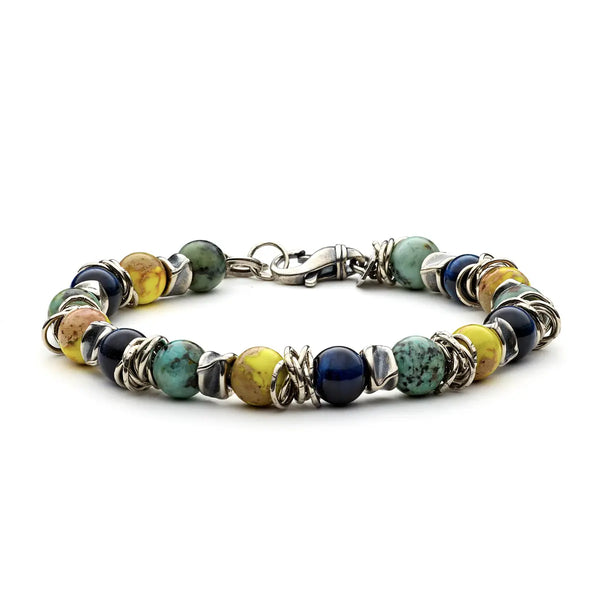 Bracciale Antracite Silver Acqua Antille in argento e pietre dure naturali