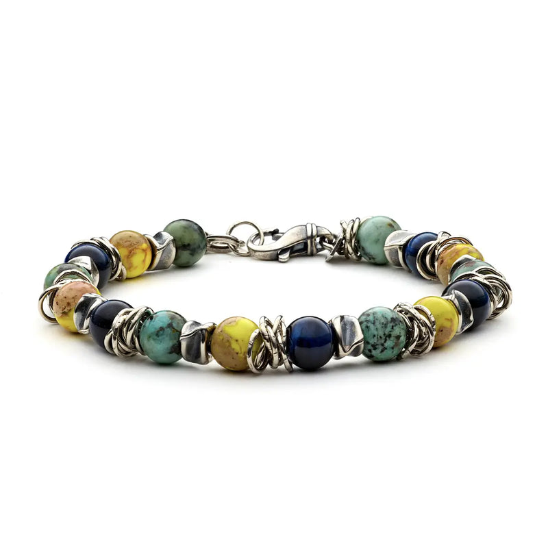 Bracciale Antracite Silver Acqua Antille in argento e pietre dure naturali