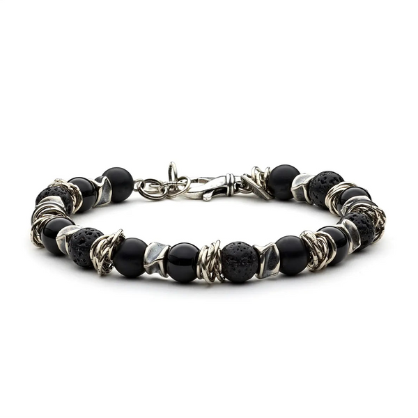 Bracciale Antracite Silver Acqua Nero in argento e pietre dure naturali