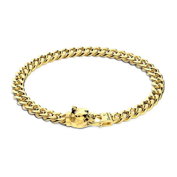 ZANCAN Bracciale Groumette Argento Dorato Chiusura Pitbull