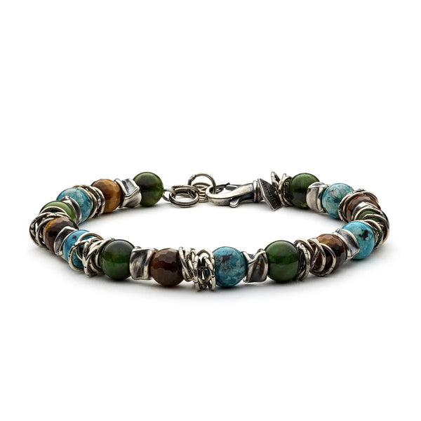Bracciale Antracite Atlantico con Occhio di Tigre e Labradorite