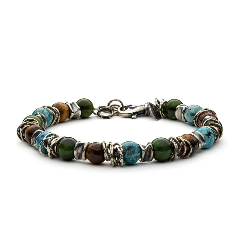 Bracciale Antracite Atlantico con Occhio di Tigre e Labradorite
