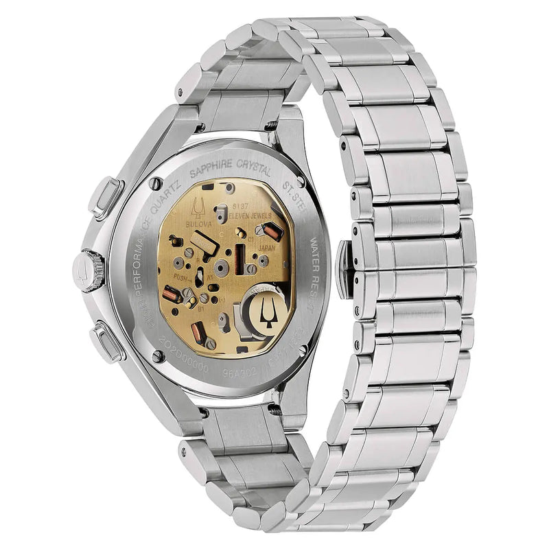 Fondello con movimento a vista Orologio Bulova Curv Dress Crono 96A301