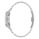Bulova Curv vista laterale cassa curva in acciaio con pulsanti cronografo e bracciale integrato 96A338