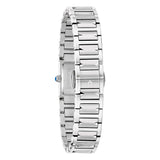 Bulova Marc Anthony Collection Harmony vista posteriore fondello acciaio inciso con corona cabochon blu 96L360