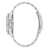 Bulova Marine Star 98B466 vista laterale profilo cassa acciaio con corona firmata e bracciale a maglie lucide