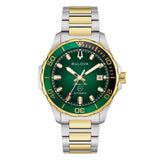 Bulova Marine Star automatico quadrante verde con lunetta girevole bicolore acciaio e oro, indici luminosi 98B467