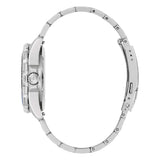 Bulova Marine Star 98B471 vista laterale profilo cassa acciaio con corona firmata e bracciale in acciaio lucido
