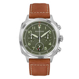 Bulova Military cronografo Precisionist quadrante verde con numeri arabi, cassa acciaio e cinturino pelle marrone 96B482