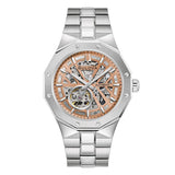 Bulova Octagon orologio automatico uomo quadrante scheletrato rosa acciaio con bracciale integrato 96A351