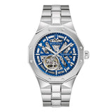 Bulova Octagon orologio automatico quadrante scheletrato blu con bracciale acciaio e lunetta ottagonale 96A352