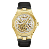 Bulova Orologio da Polso Octagon automatico quadrante scheletrato cassa IP oro con cinturino pelle nera 97A206