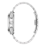 Bulova Racer Shelby Limited Edition vista laterale cassa acciaio con pulsanti cronografo e bracciale integrato 96K118