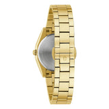 Bulova Surveyor orologio donna vista posteriore fondello acciaio e bracciale dorato con logo inciso 97P172