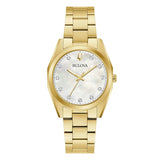 Bulova Surveyor orologio donna quadrante madreperla con 11 diamanti, cassa e bracciale acciaio dorato 97P172