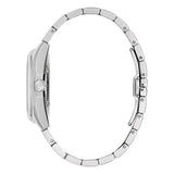 Bulova Surveyor 96A345 vista laterale profilo cassa acciaio con corona e bracciale a maglie lucide e satinate