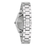 Bulova Surveyor vista posteriore fondello in acciaio con incisione Water Resistant e bracciale con logo 96L364