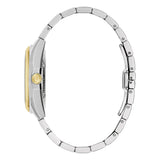 Bulova Surveyor 98A338 vista laterale profilo cassa acciaio bicolore con corona dorata e bracciale